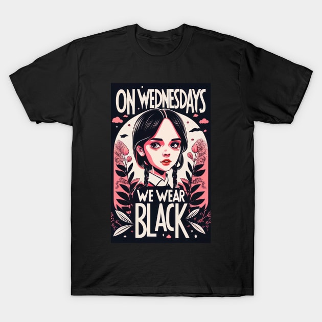 On Wednesdays Wear Black T-Shirt by TooplesArt